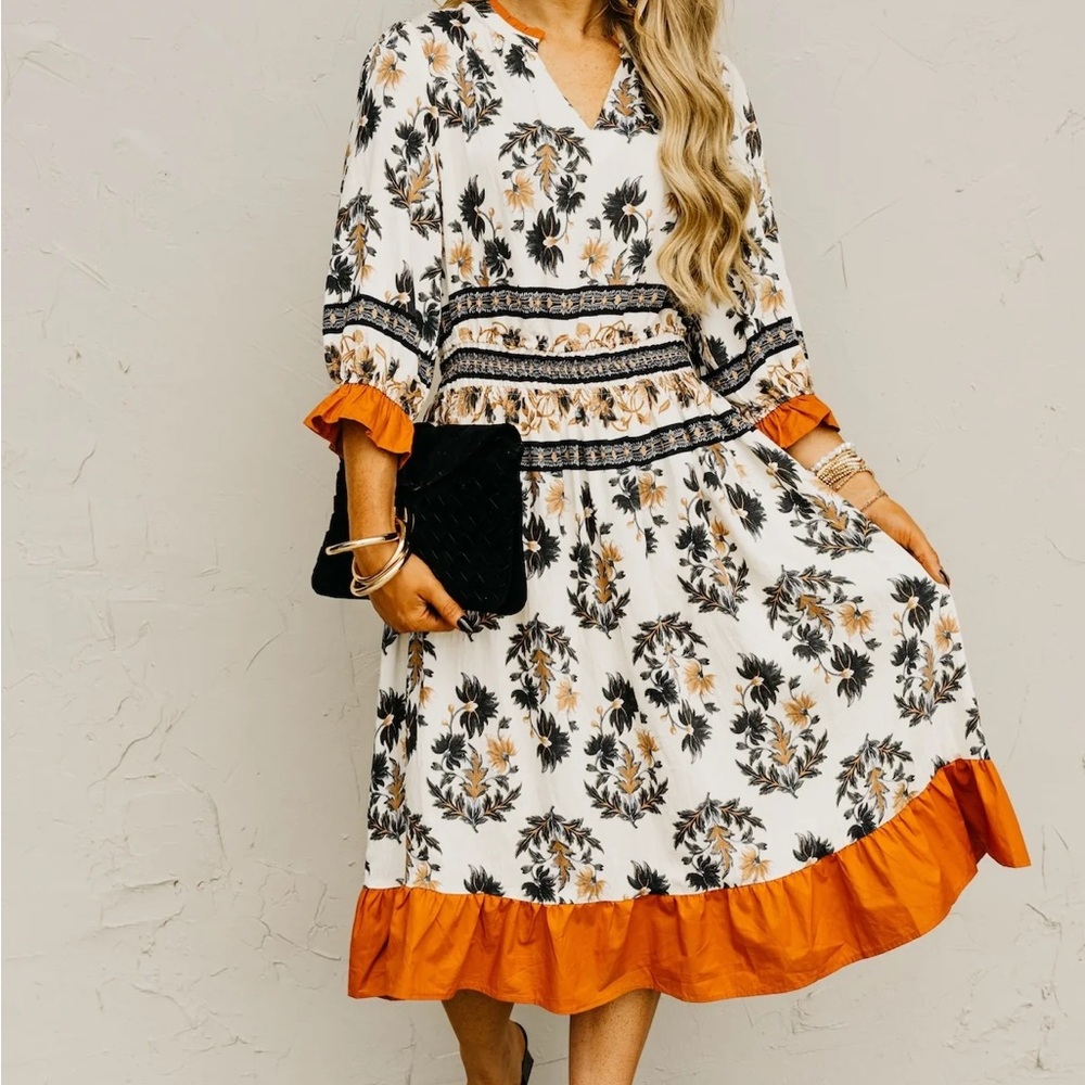 The Cynthia Ruffled Boarder Midi Dress - L - Picture 3 of 15